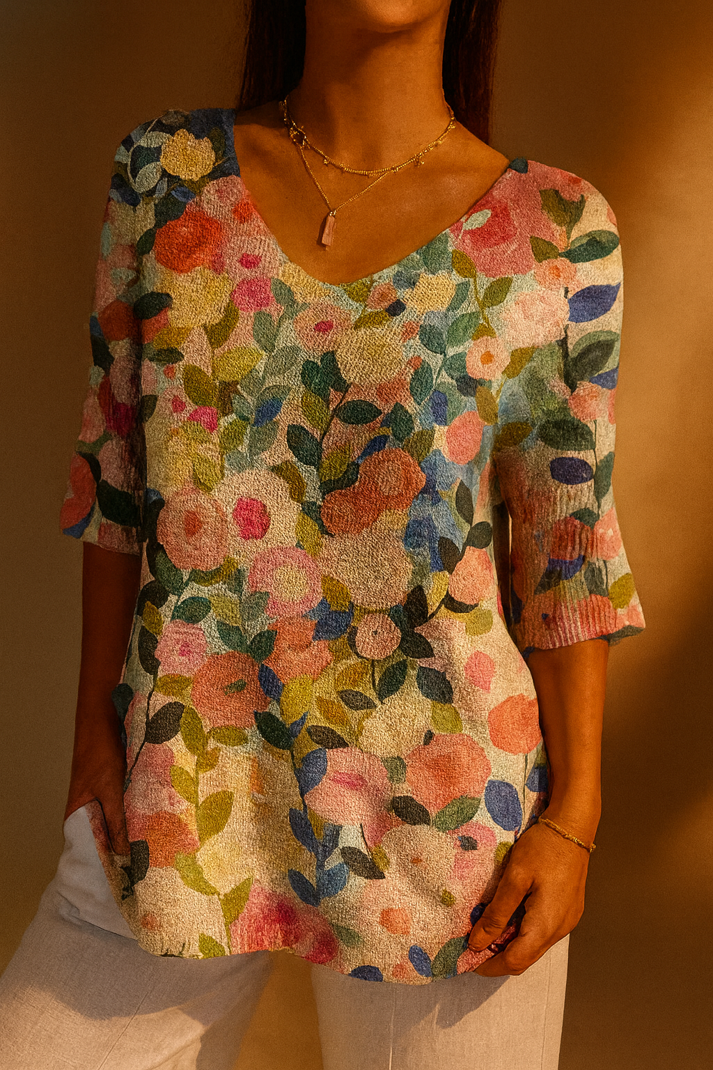 Zara - Floral Knit Pullover
