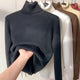 Women's long-sleeve turtleneck sweater with ribbed collar